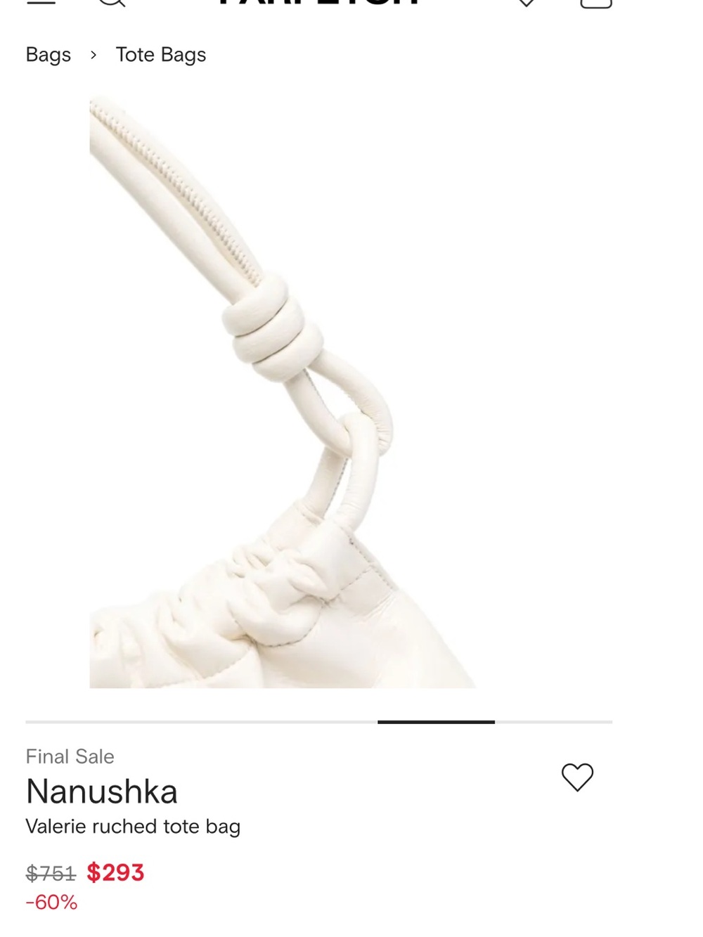 NANYSHKA VALERIE Cream Ruched Shoulder Bag with Knotted Handle - Picture 9 of 10